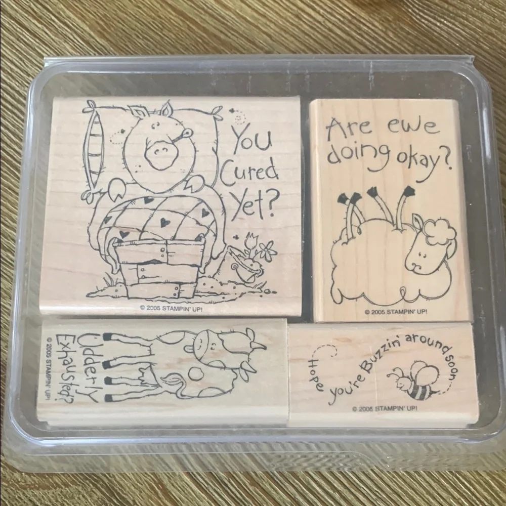 Stampin’ Up! Rubber Stamp Set Farm Fever Set of 4